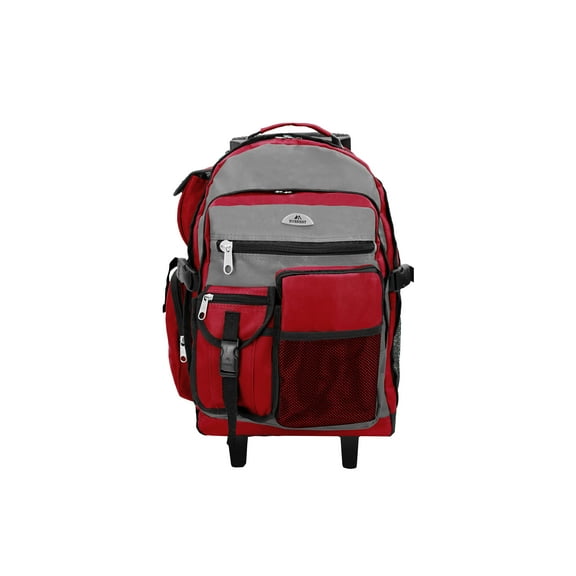 Everest Unisex Deluxe Backpack On Wheels 13.5"x 21"x 12" Burgundy Gray
