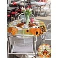 thumbnail image 4 of Outdoor Tablecloth with Umbrella Hole and Zipper, Turkey Round Table Cloth 54 Inch Waterproof Tablecloth, Fallen Leaves Orange Plaid Sunflower Sage Green Picnic Table Cover for Patio Camping, 4 of 7