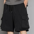 thumbnail image 5 of Dagugfen Mens Cargo Shorts Knee Length Drawstring Loose Solid Color Outdoor Walking Workout Shorts, 5 of 9