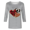 thumbnail image 2 of Women's 3/4 Sleeve T-Shirts Hearts Printed Crew Neck Plus Size Valentines Tops Cute Festive Casual Tee Tshirts (2XL, Gray), 2 of 5