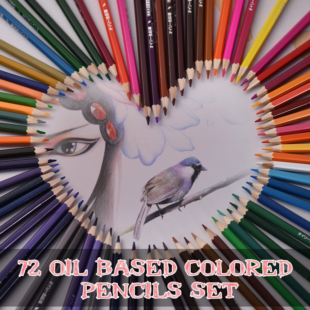 72 Color Premium Pre-Sharpened Oil Based Colored Pencils Set for Kids Adults Artist Art Drawing Sketching Writing Artwork Coloring Books