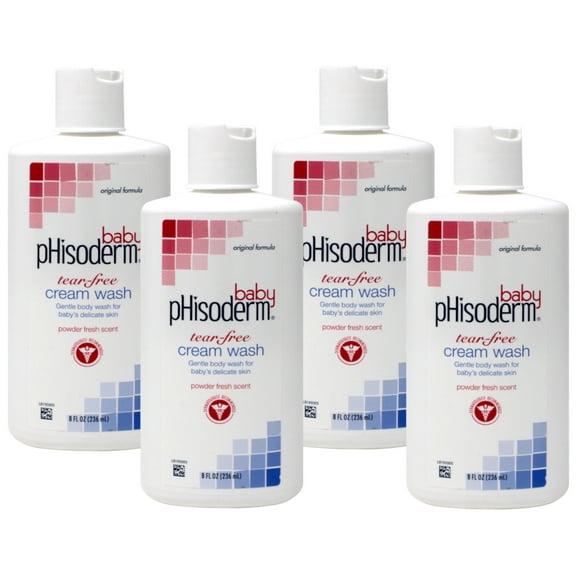 4 Pack Phisoderm Baby Tear-Free Cream Wash Powder Fresh Scent 8 oz Each
