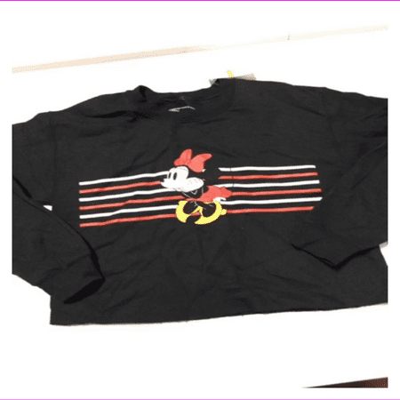 Disney Juniors Long Sleeve Striped Crew neck Graphic Minnie Mouse Sweatshirt S/Black