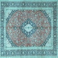 thumbnail image 1 of Ahgly Company Indoor Square Medallion Light Blue Traditional Area Rugs, 8' Square, 1 of 4