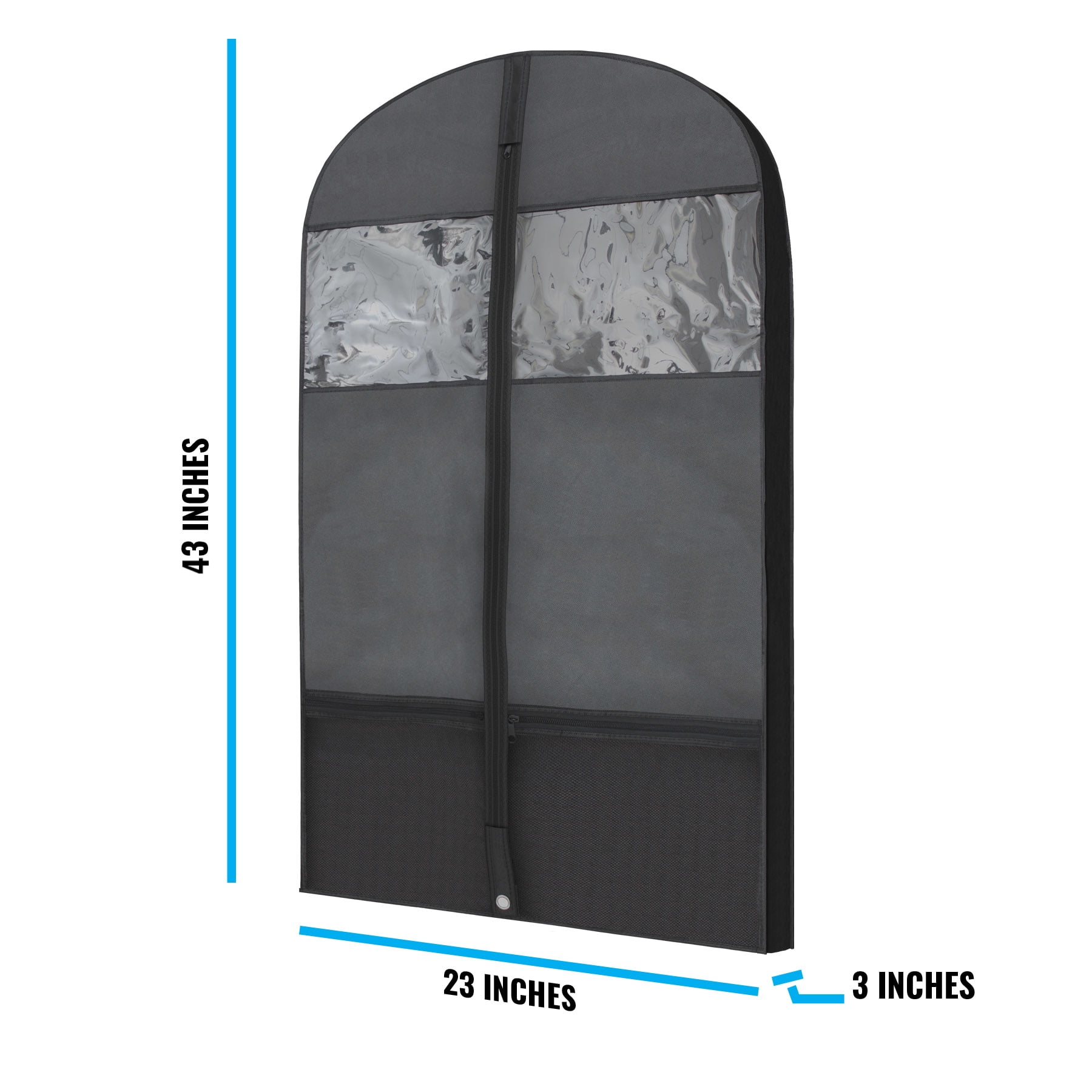 Plixio Gusseted Garment Bags Suit Bag for Travel and Clothing Storage of Dresses, Dress Shirts, Coats— Includes Zipper Pockets and Large Transparent Window (15 Pack: 43" x 24" x 3.4")