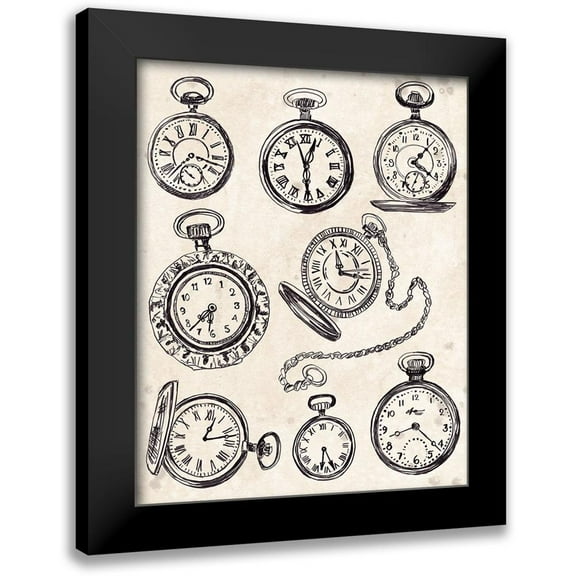 Vess, June Erica 12x14 Black Modern Framed Museum Art Print Titled - Pocket Watch Sketches I