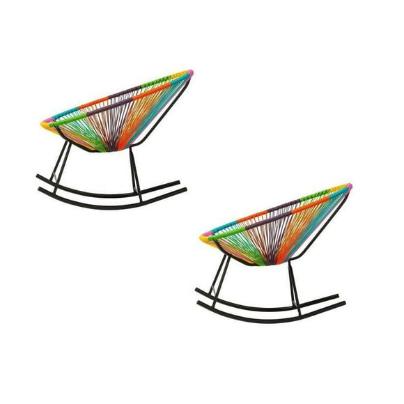 Costa Rocker Lounge Chair in Multicolour, Wire Lounge Chair, Plastic Lounge Chair, Beach Lounge Chair, Indoor-Outdoor Lounge Chair, Patio Lounge Chair, Weave,Rattan,Weather resistance, acapulco,Oval L