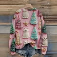 thumbnail image 5 of WTOBBY Women's Christmas Snowflake Print Round Neck Sweater, Oversized Knit Pullover with Cute Design, Long Sleeve Top for Christmas and Winter,Pink XL, 5 of 5