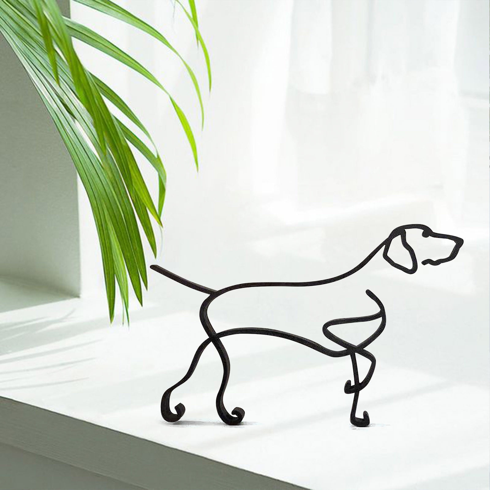 TTYGRHQ Minimalistische Hundewandskulptur Aus Metall – 25,4 X 20,3 Cm, Abstrakte Linienkunst Für Moderne Deko