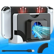 Angle View: BEBONCOOL Cooling Fan for Switch OLED Dock,with USB cable and Blue LED light-Black