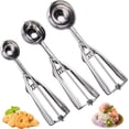 thumbnail image 1 of Cookie Scoop Set of 3 - Stainless Steel Ice Cream Scooper with Trigger, Small, Medium and Large Cookie Scoops for Baking, Easy to Clean, Highly Durable, Ergonomic Handle Cookie Dough Scoop Silver, 1 of 5