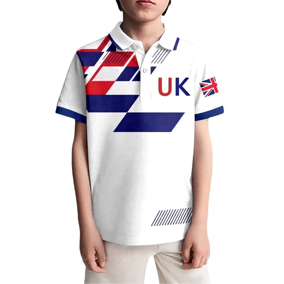 British Print Boys Top Shirt Kids England Graphic Tee Boys Casual Crewneck Top Clothes