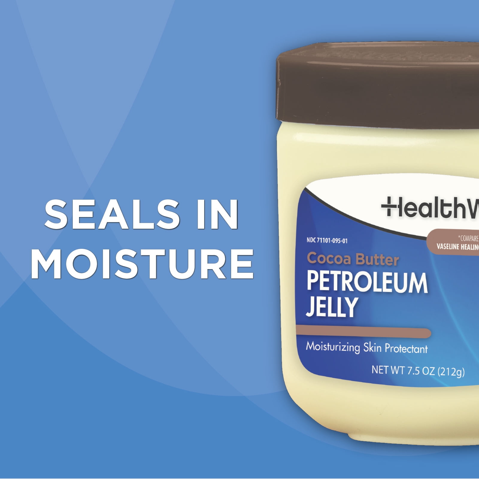 HealthWise Petroleum Jelly | Skin Protectant | Cocoa Butter Scent | Relieves Dry Skin | Protects Minor Cuts, Scraps, Burns | 7.5 oz. Jar