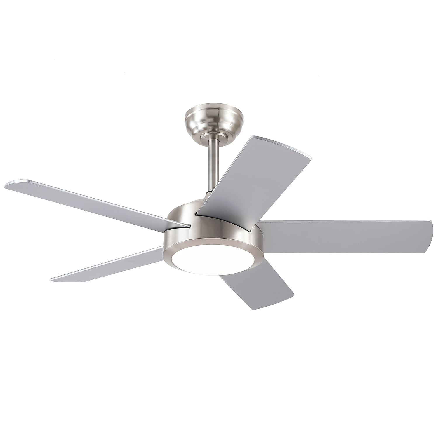 YIOSI 46" Nickel Ceiling Fan with Lights & Remote - Modern Low Profile, Reversible DC Motor, 5 Dual-Sided Blades, LED Light, APP/Remote Control, Quiet & Energy Efficient - Nickel