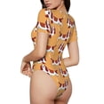 thumbnail image 2 of Saiise Justaucorps à Manches Courtes pour Femmes Motif Chiot Teckel Col Rond Pyjama Extensible avec Fermeture à Pression-Grand, 2 of 7