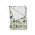 thumbnail image 2 of Compass Soft Flannel Fleece Blanket, Marine Themed Doodle Art Vintage Inspirations Traveling Exploration Cruise Pattern, Cozy Plush for Indoor and Outdoor Use, 50" x 70", Beige Teal, by Ambesonne, 2 of 6