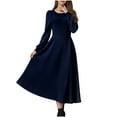 thumbnail image 2 of ZQUUVOU Women's Ribbed Sweater Dress Long Sleeve Round Neck Comfortable Maxi Tunic Business Casual Formal Outfits Navy, 2 of 8