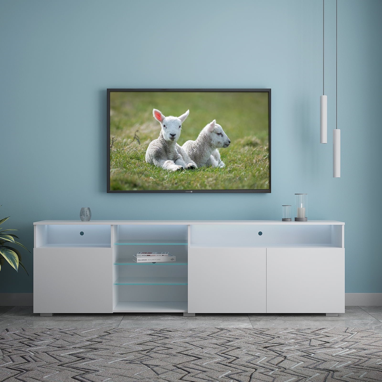 Tophomer TV Stand for TVs up to 90 inch Flat Screen, 16 Colors LED