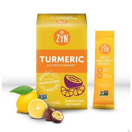 Electrolyte Drink Mix Hydration Packets by ZYN | Passionfruit Lemonade | Healthy Electrolytes Powder with Turmeric Powder, Vitamin C, Zinc & Curcumin | 7 Count