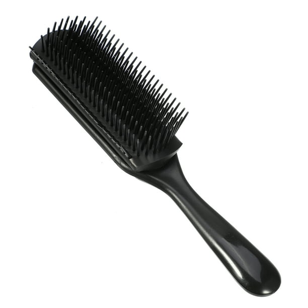 Unique Bargains Cepillo de pelo Cepillo de peinado de 9 filas para mujeres Cepillo desenredante Cepillo de viaje para cabello húmedo para cabello rizado Negro