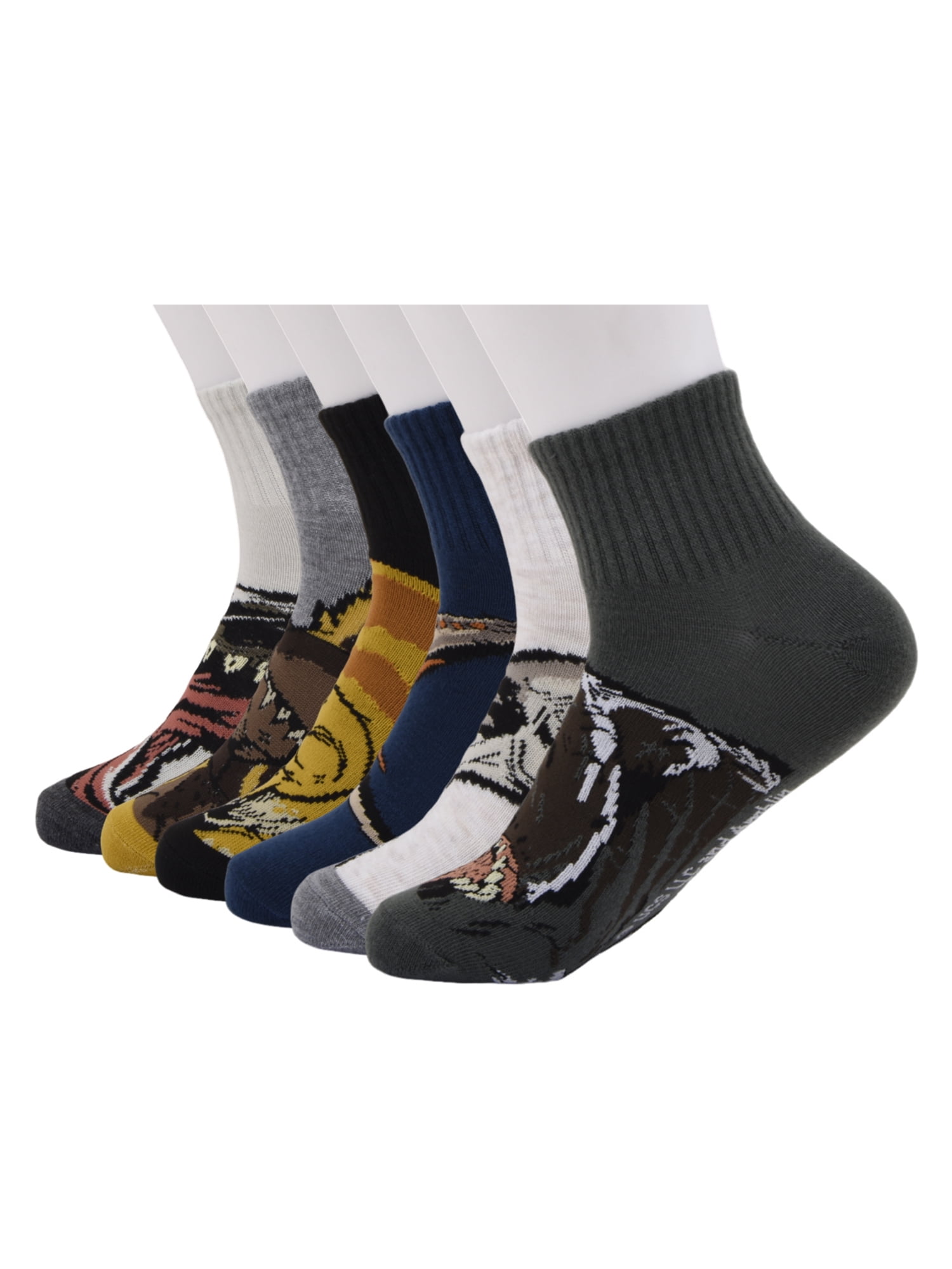 Jurassic Park Ankle Socks, 6-Pack, Boys Sizes M Boys