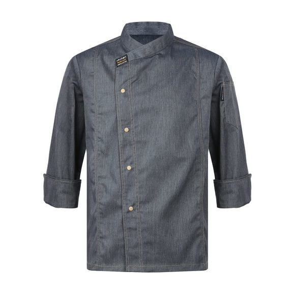 XUNZOO Chef Shirt Chef Jacket Cooking Uniform for Kitchen Unisex Restaurant Kitchen Cooking Chef Top Uniform Gray Long Sleeve M