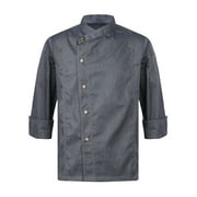 iiniim Unisex Men Women Classic Button Chef Coat Chef Jacket Cooking Restaurant Hotel Work Uniform Gray Long Sleeve XL