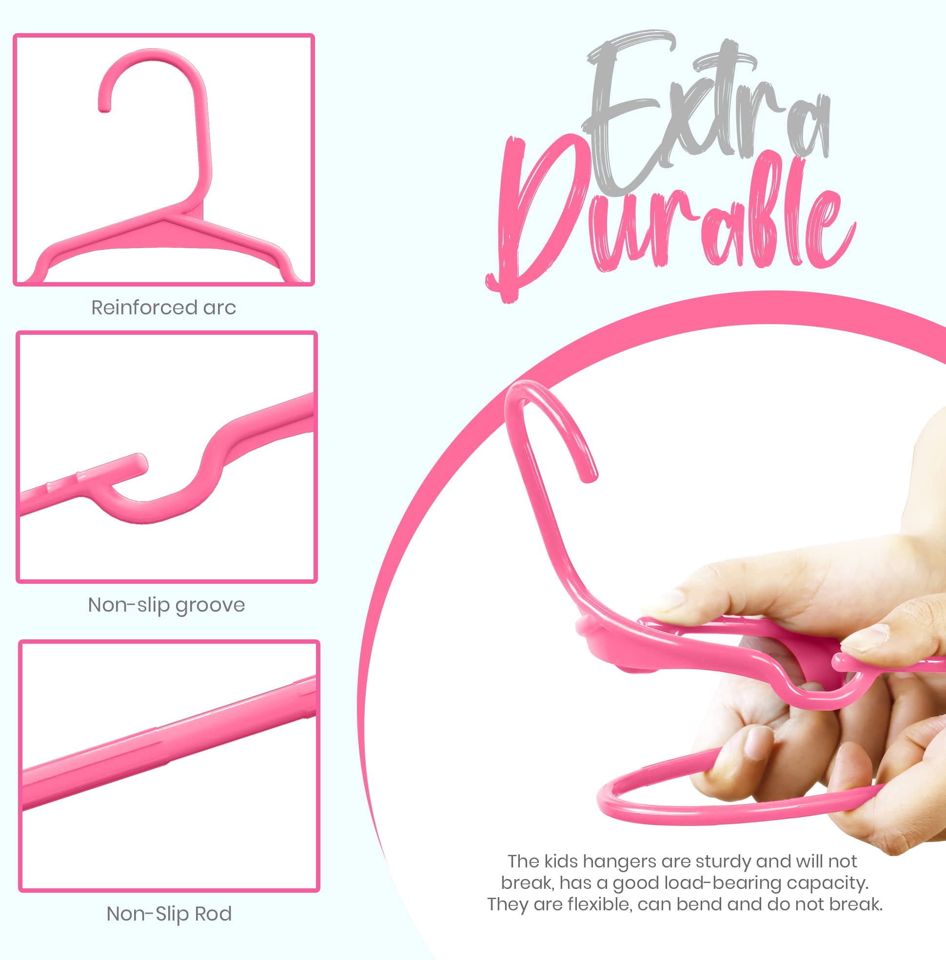 Utopia Home 60 Pack Kids Hangers - 11.5 Inch Plastic Baby Hangers for Closet - Childrens Hanger for Clothes & Infant Hanger for Closet - for Everyday Standard Use (Pink)