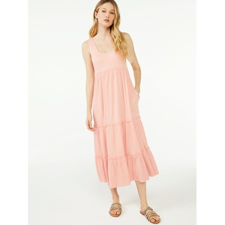 Scoop Women's Sleeveless Tiered Midi Sundress