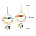 thumbnail image 4 of Bohemian Multicolor Millefiori Glass and Pearl Chandelier Brass Earrings, 4 of 5