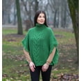 thumbnail image 2 of SAOL 100% Merino Wool Women's Aran Cable Knitted Poncho Irish Cape High Neck Sweater Made in Ireland, 2 of 4