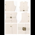 thumbnail image 4 of Vestidos de Trabajo para Mujer 2025, Vestido Formal Sin Mangas con Botones, Elegantes Conjuntos de Oficina con Cinturón. Beige L, 4 of 5