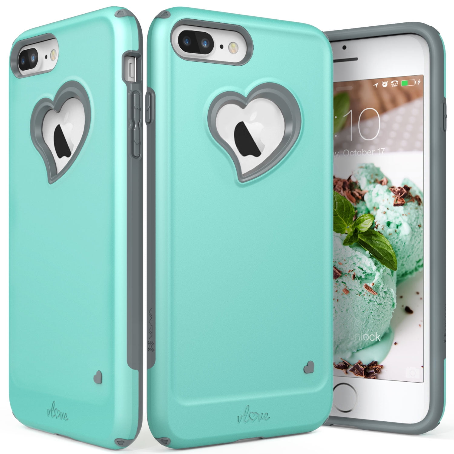 iPhone 8 Plus Case, iPhone 7 Plus Case, Vena [vLove][HeartShape Dual