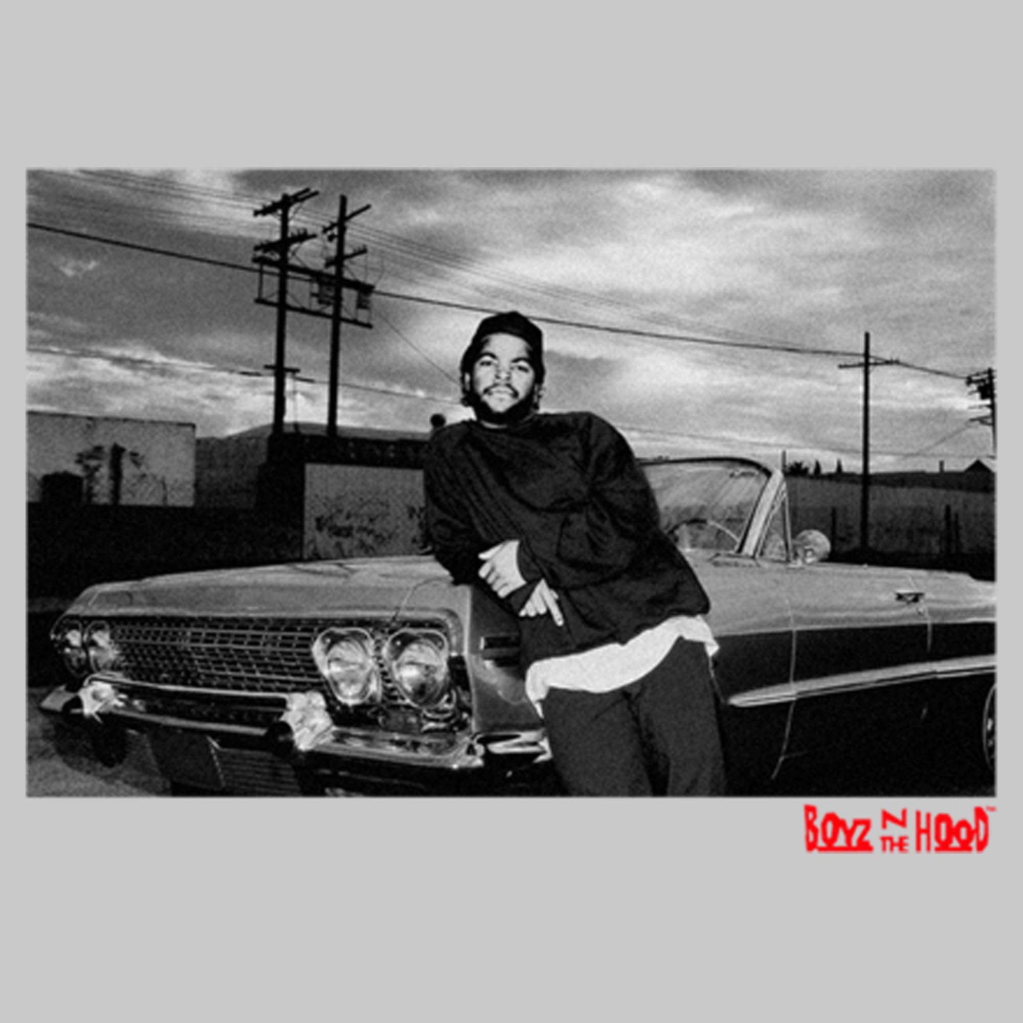 Men's Boyz n the Hood Black And White Doughboy Pose Pull Over Hoodie