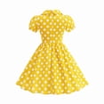 thumbnail image 4 of XXWXYD PolkaDot Girls Dress Short Sleeve 𝖯eter Pan Collar Vintag𝖾 Style Summer Play Casual Par𝗍y Outfit Ages 4-10 Toddler Kid Children Church School Birthday Celebration Gown, 4 of 9