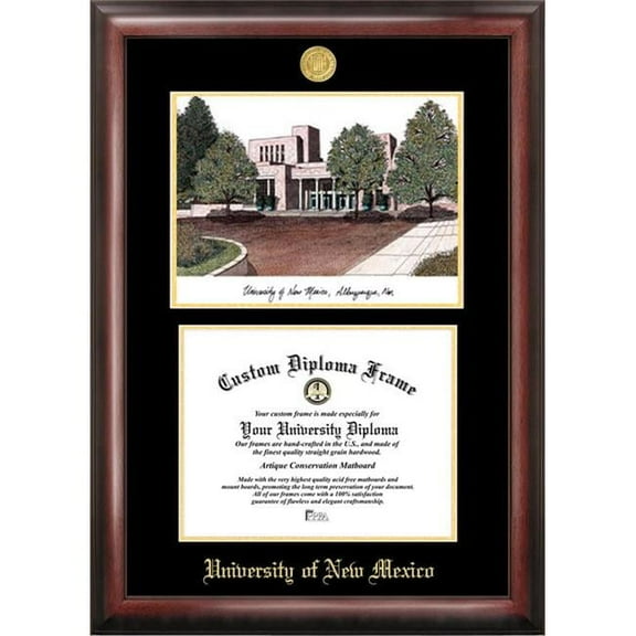 Campus Images NM999LGED University of New Mexico Gold embossed diploma frame with Campus Images lithograph