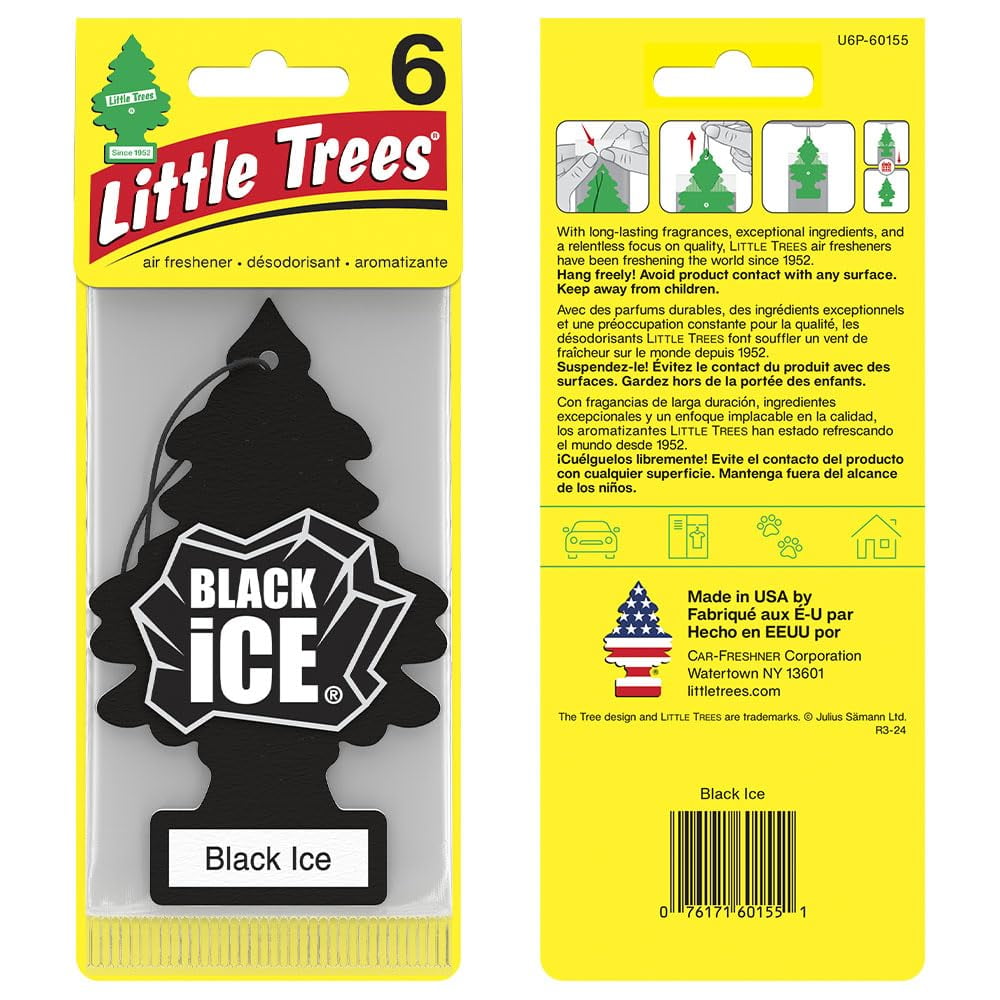 LITTLE TREES Air Fresheners Car Air Freshener. Hanging Tree Provides Long Lasting Scent for Auto or Home. Black Ice, 24 Air Fresheners C40