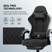 GTPLAYER Ergonomic Pocket Spring Cushion Gaming Chair with Footrest and Linkage Armrests, Black