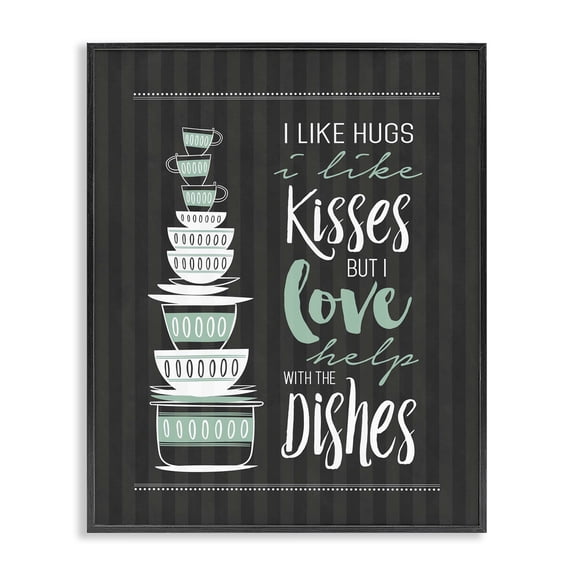 Love Help With Dishes Black Framed Giclee Art, design by Lettered and Lined