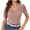 Rose Gold, variant on Uaswgudfs Women's Elegant Floral Lace Ruffle Trim V-Neck Blouse - Keyhole Back Detail Short Sleeve Fitted Sheer Top