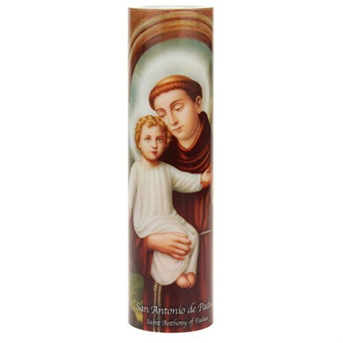 The Saints Collection Saint Anthony LED Flameless Devotion Prayer Candle, Religious Gift, 6 Hour Timer for More Hours of Enjoyment and Devotion! Dimensions 8.1875" x 2.375"