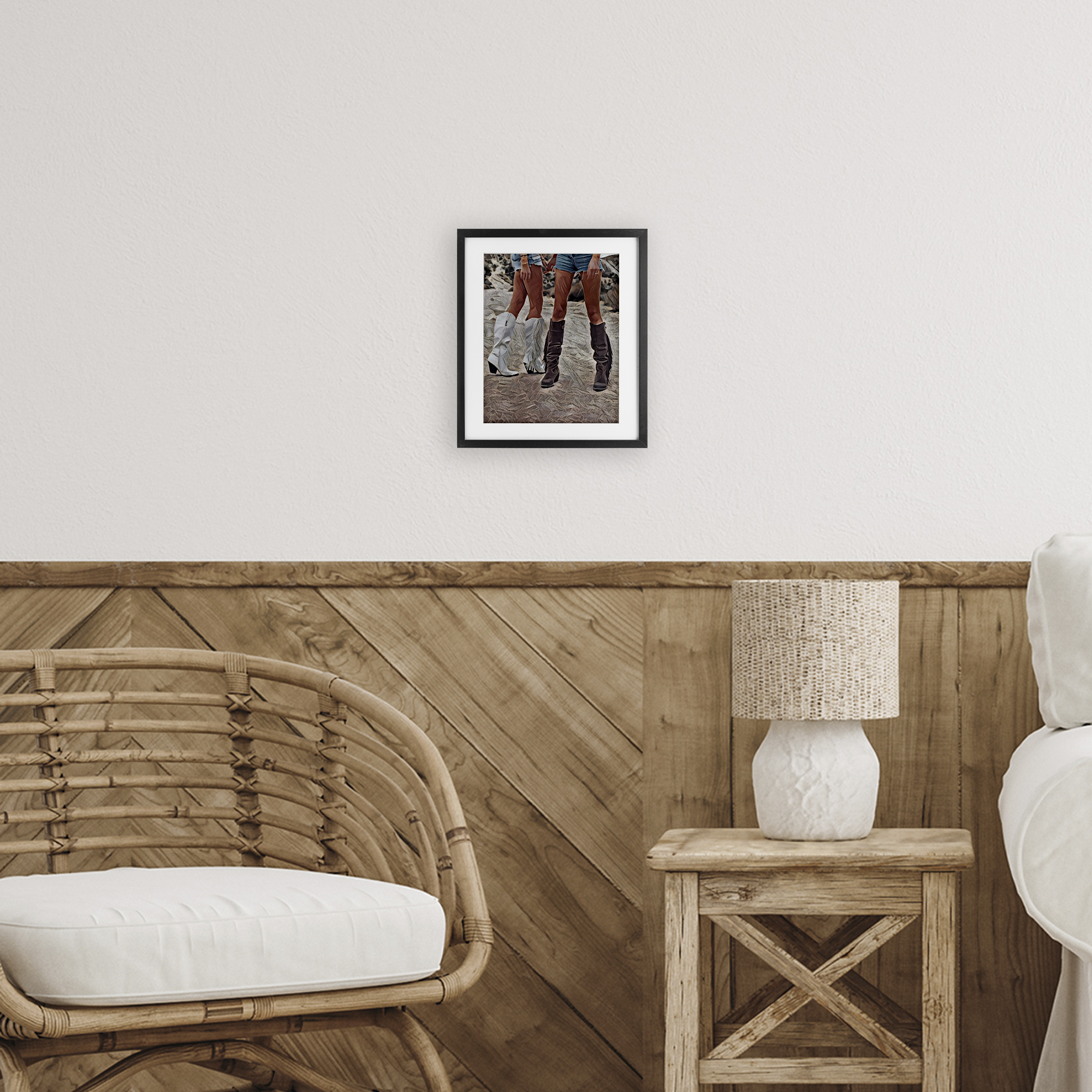 Rodeo Girls Friendship Black Framed Print Under Glass, design by Jesse Keith