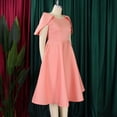 thumbnail image 4 of AURA Plus Size Elegant Off Shoulder A Line Midi Dress High Waist Puff Sleeve Summer Banquet African Party Dress, 4 of 10