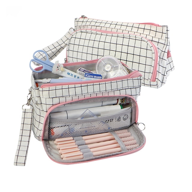 Estuche para lápices de gran capacidad, bolsa para lápices de almacenamiento grande, bolsa para bolígrafos de mano, bolsa de maquillaje portátil