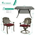 thumbnail image 6 of VIVIJASON 9-Piece Outdoor Dining Set, Cast Aluminum Patio Table & Chair Furniture Set for 8, Include Large 64" Square Dining Table, 2 Swivel Rocker Chairs, 6 Stationary Chairs, Umbrella Hole, Red, 6 of 8
