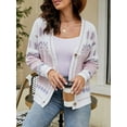 thumbnail image 4 of Michellecmm Women Knit Cardigan Long Sleeve Button Closure Contrast Color Fall Casual Jacket Sweater, 4 of 9