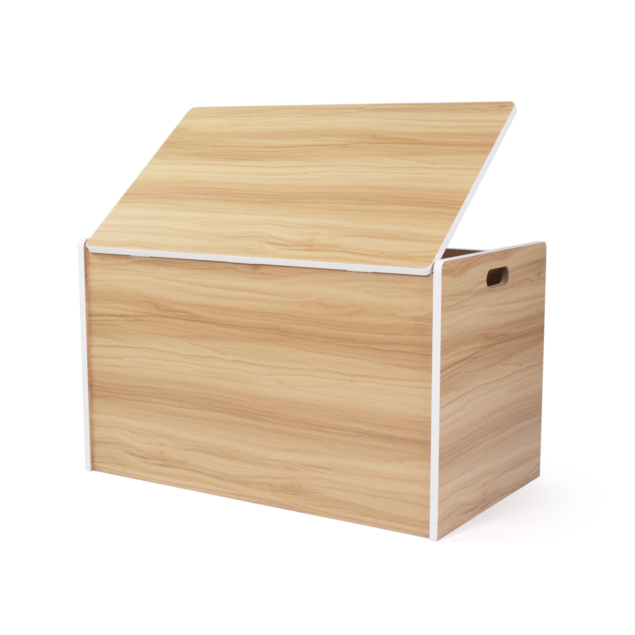 Humble Crew Kids Toy Box,  Hinged Toy Storage Chest with Lid, Natural/White