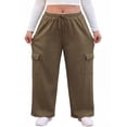 thumbnail image 2 of Cueply Women's Plus Size Wide Leg Cargo Sweatpants High Waisted Drawstring Lounge Pants with Pockets, 2 of 6