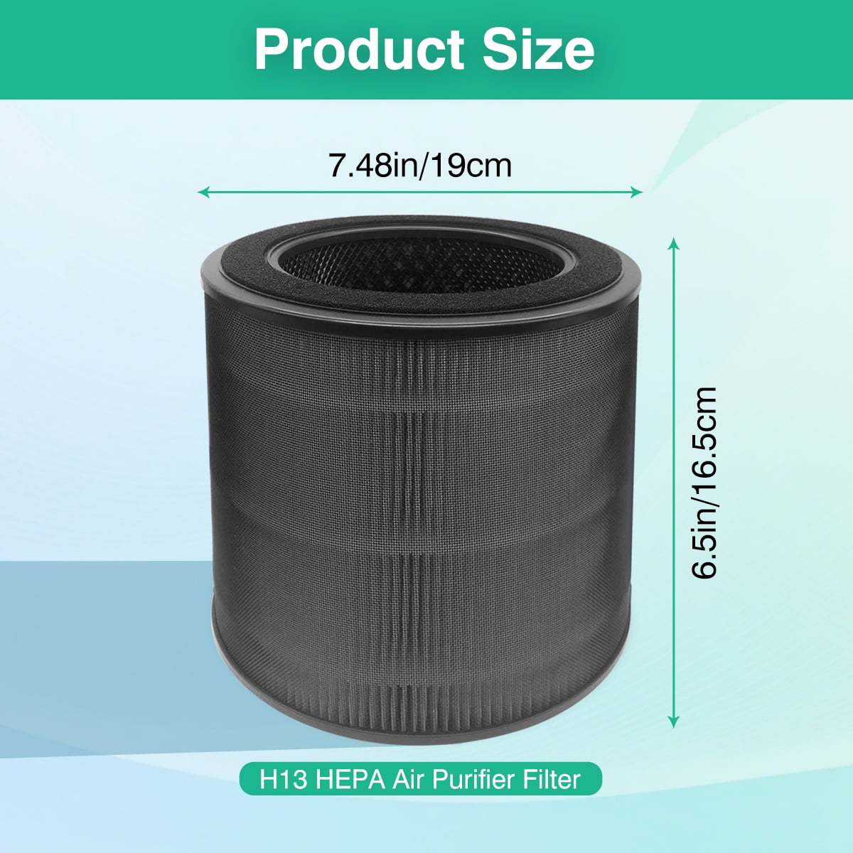2 Pack DR-HAP005S Replacement Filters Compatible with Dreo Air Purifier, True H13 HEPA Filter, All-Round Powerful Filtration (Black)