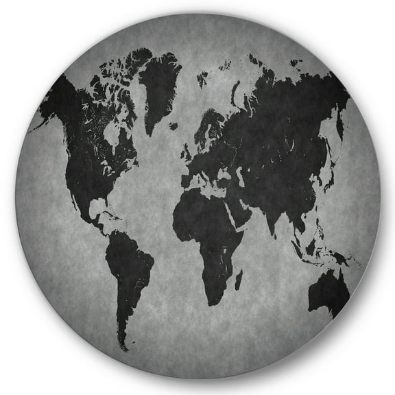 Designart 'Ancient World Map IX' Vintage Circle Metal Wall Art 36x36 - Disc of 36